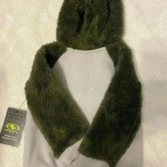 Toddler boys sweatshirt hoodie jacket in gray & dark green NWT size 18 months - Picture 4 of 6